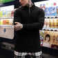 Lapel Zip Stretch Breathable Sports Men's Long Sleeve T-Shirt