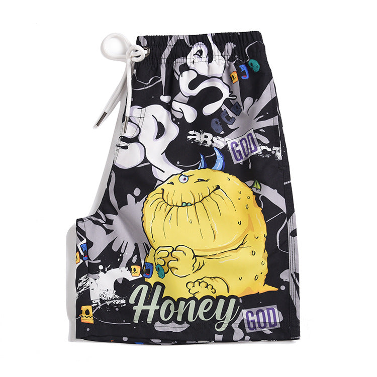 Men's beach pants loose casual cartoon printed shorts