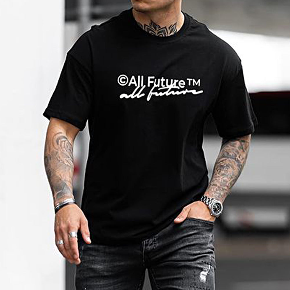 Alphabet Graphic Print Crew Neck Casual Men's T-Shirt