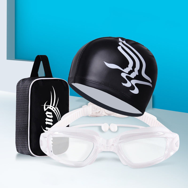 Five-piece Set Of Swimming goggles, Swimming Cap, Nose Clip, Earplugs,And Swimming Bag