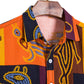 Cotton And Linen Printed Pocket Button-down Shirt