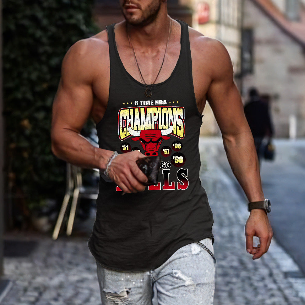 Bull Graphic Print Loose Athleisure Men's Tank Top