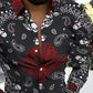 Personality Trend Skull Print Casual Beach Vacation Long Sleeve Shirt