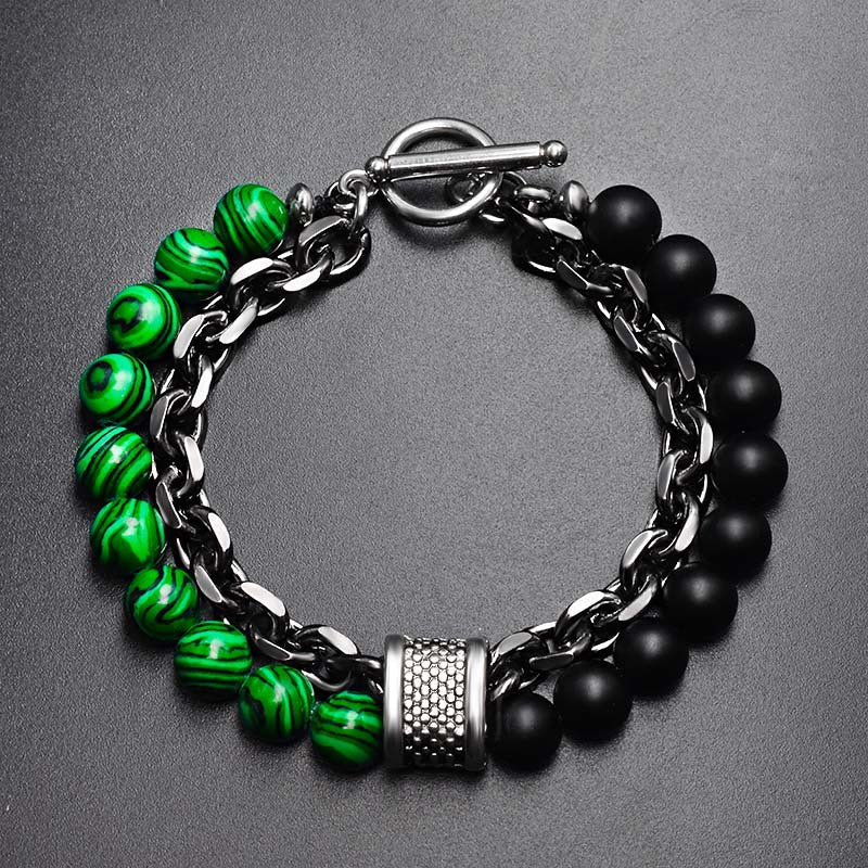 Frosted Map Stone Beaded Metal Men's Personality Trend Jewelry