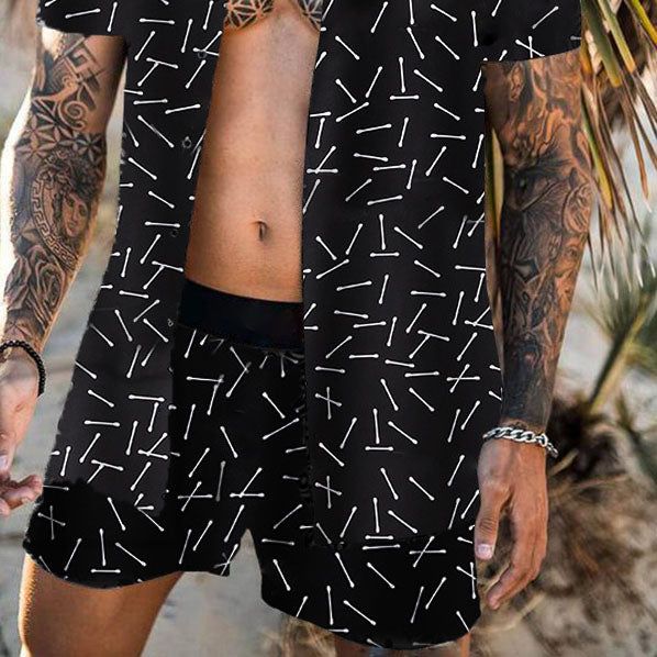 Beach Personality Fashion Trend Print Leisure Vacation Suit