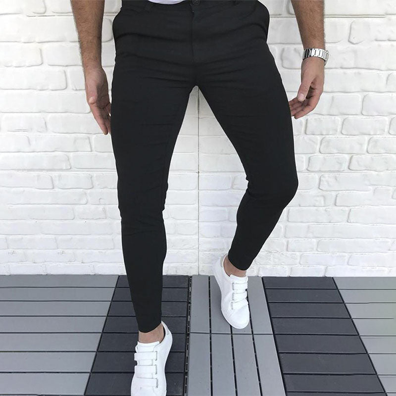 Minimalist solid coloured casual trousers