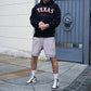 Texas Print Men's Fleece Oversize Hoodie Black 320g