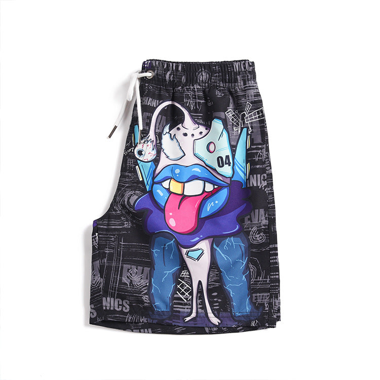 Men's beach pants loose casual cartoon printed shorts