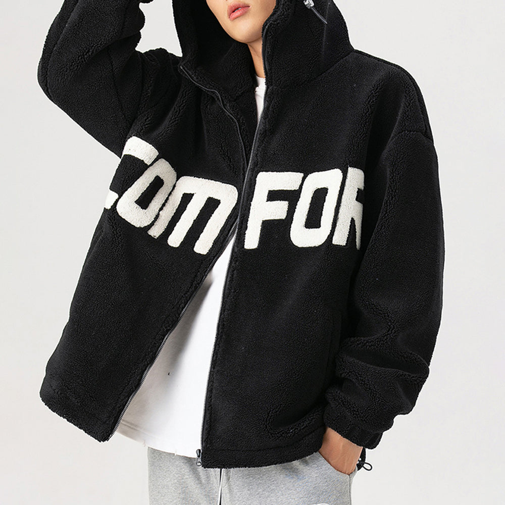 Men's Streetwear Zipper Up Hoode Sherpa Jackets