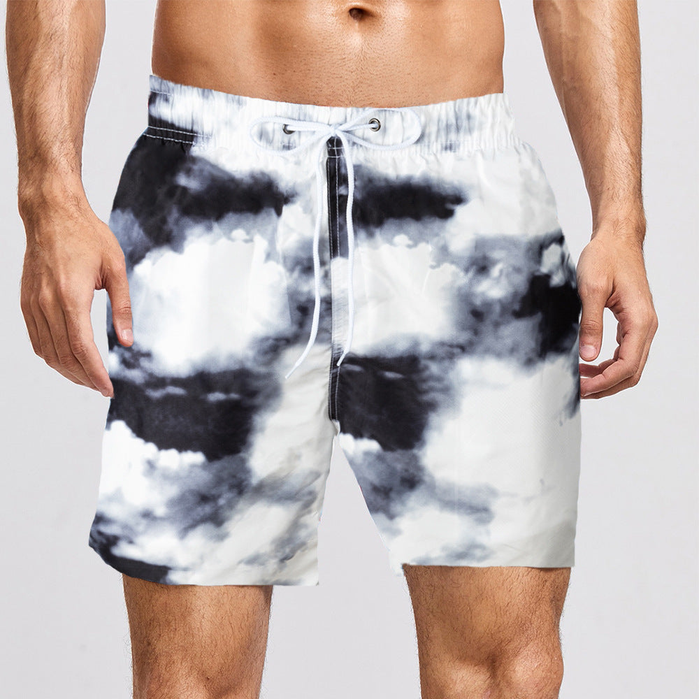 Tie Dye Contrast Print Casual Beach Vacation Men's Shorts