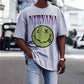 Street Trend Smiley Alphabet Print Crew Neck Short Sleeve T-Shirt