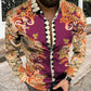 Beach Vacation Unique Trend Personality Floral Fashion Vacation Long Sleeve Shirt