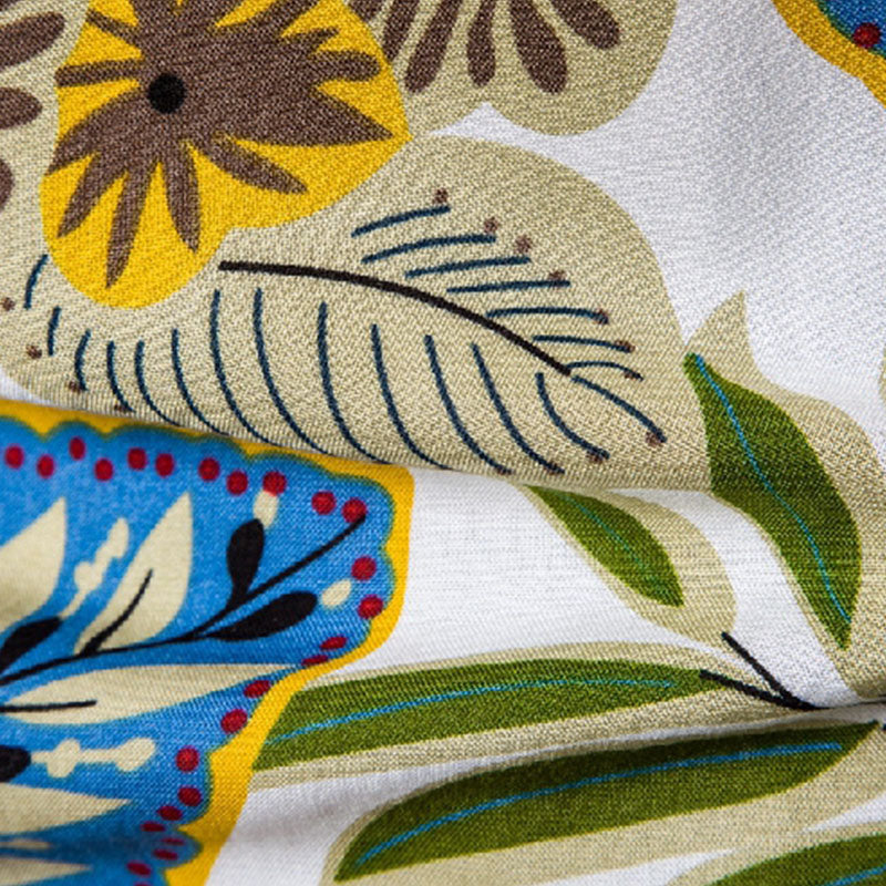 Cotton And Linen Printed Pocket Button-down Shirt