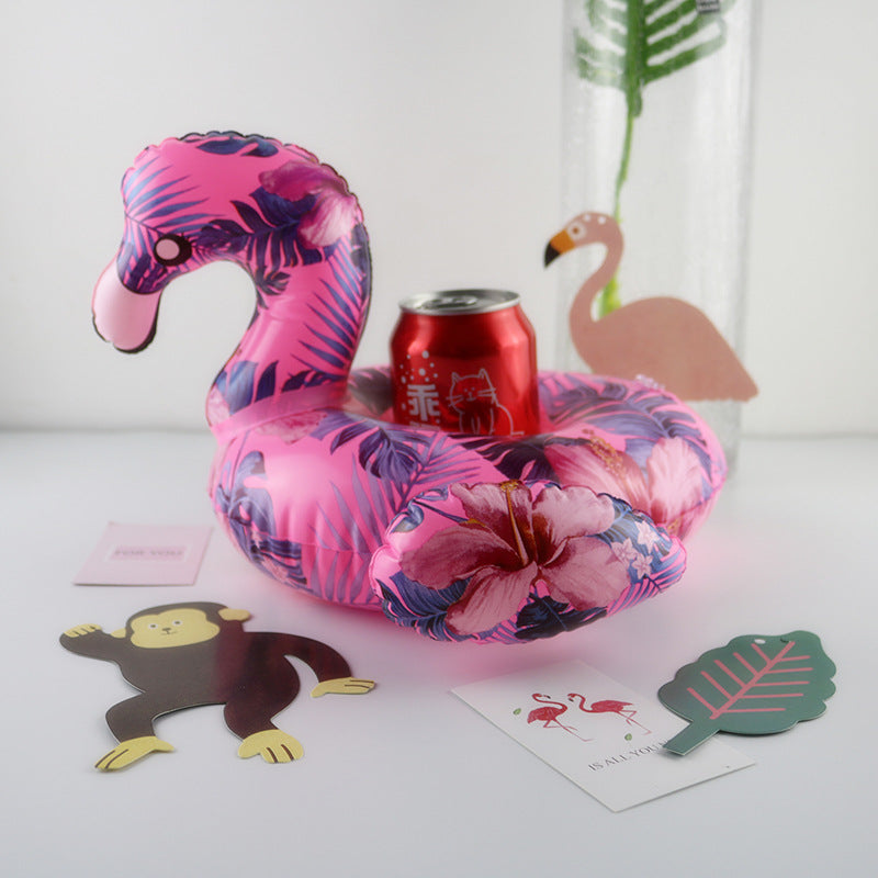 Pattern Flamingo Cup Holder Inflatable Water Coaster Floating Drink Cup Holder