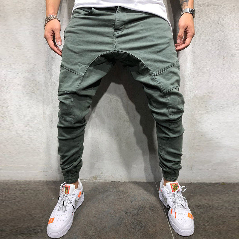 Casual Zip Pocket Lace-up Panelled Sport Cargo Pants