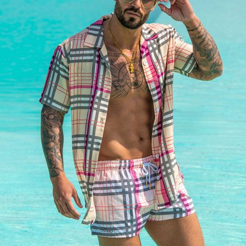 Men's checkered casual holiday two-piece