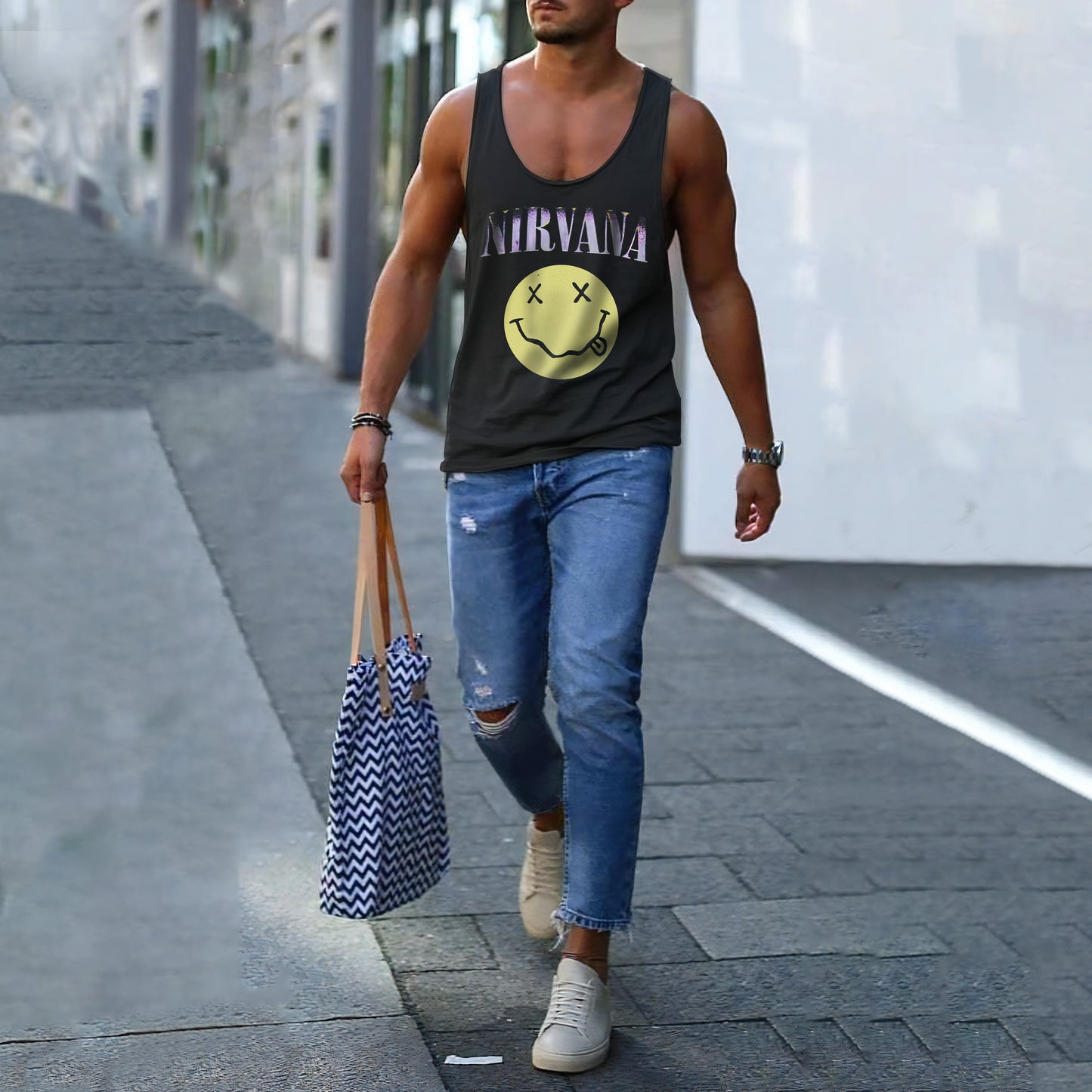 Alphabet Graphic Print Crew Neck Casual Basic Tank Top