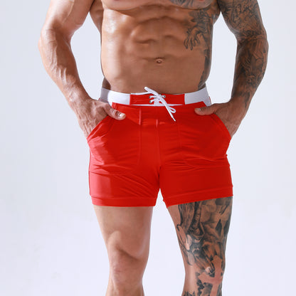 Men's Summer Drawstring Swim Trunks wit Pocket