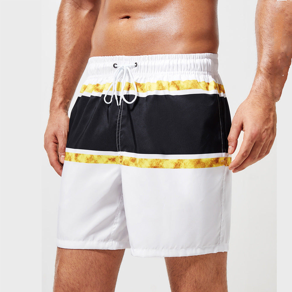 Striped Contrast Print Casual Beach Vacation Men's Shorts