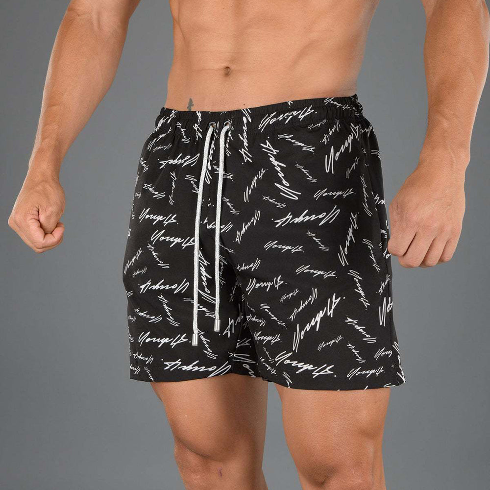 Letter Print Casual Beach Vacation Men's Shorts