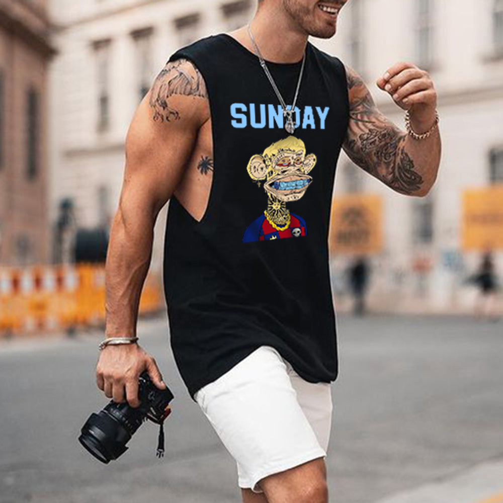 Sunday Alphabet Graphic Print Men's Tank Top