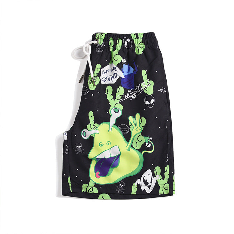 Men's beach pants loose casual cartoon printed shorts
