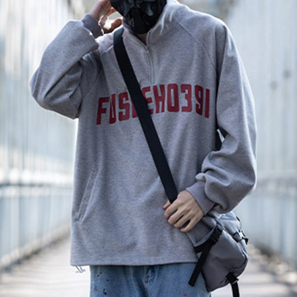 Alphabet Graphics Casual Loose Crew Neck Men's Sweatshirt
