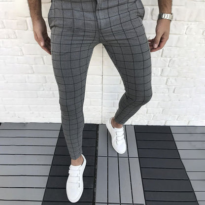 Men's checkered casual chinos