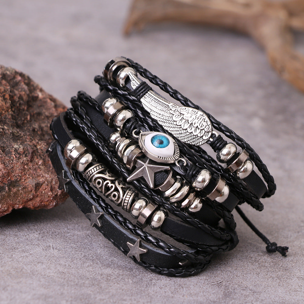 Fashion Braided Leather Bracelet Set