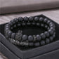 Fashion Men's Black Scrub Lion Head Stretch Bracelet