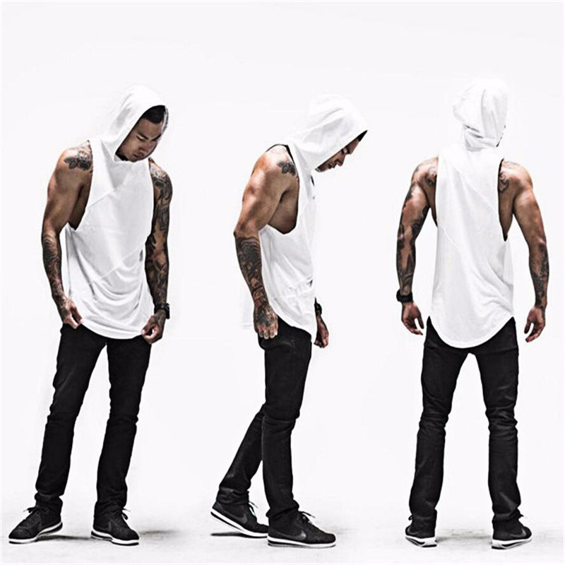 Athletic-inspired Mesh Panel Men's Cotton Hoodie Tank Top