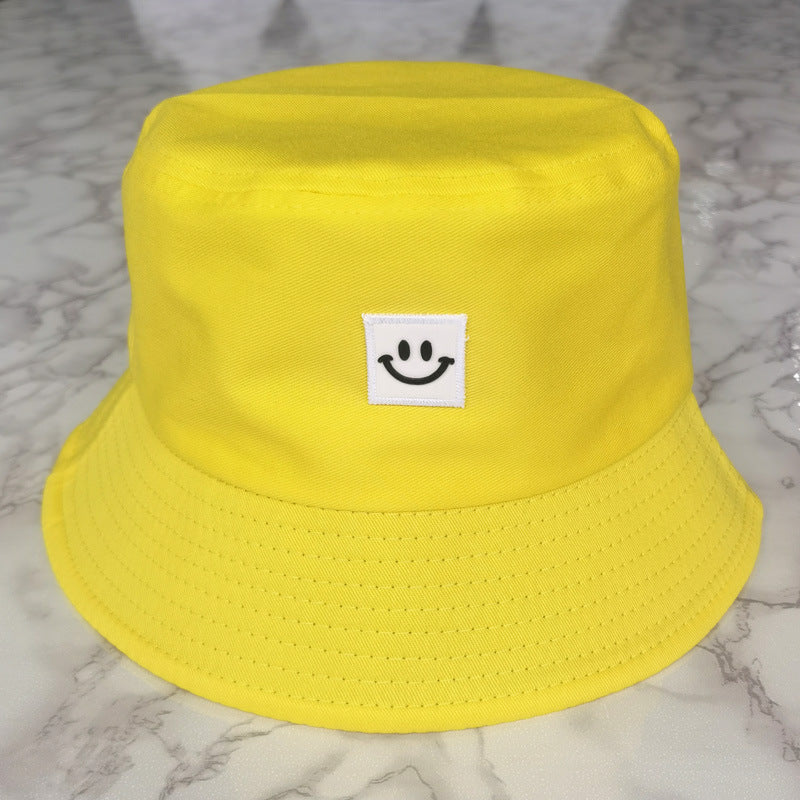 Embroidered Smiley Contrast Casual Bucket Hat