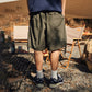 Pleated Workwear Simple Solid Color Woven Men's Shorts