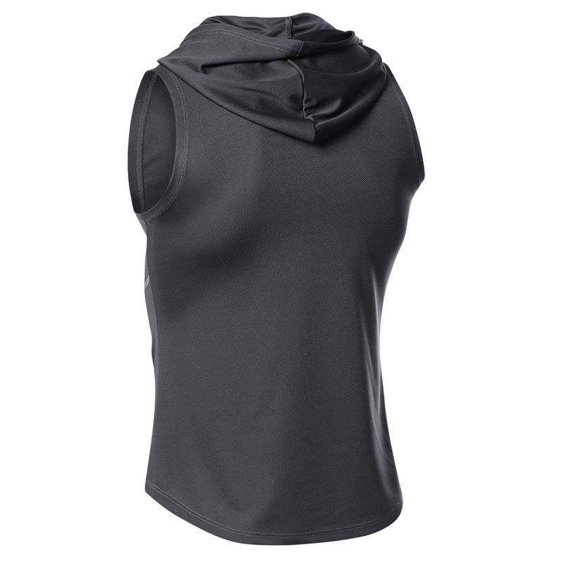 Hooded sleeveless sports fitness vest