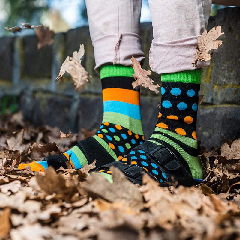 Polka Dot Stripe Asymmetric Socks