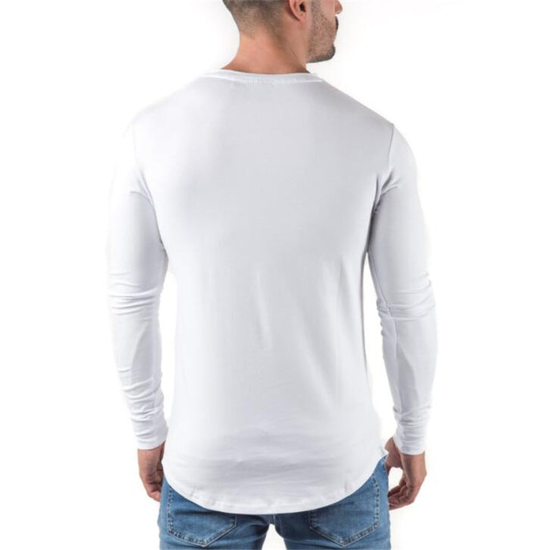 Round Neck Letter Print Sports Men's Long Sleeve T-Shirt