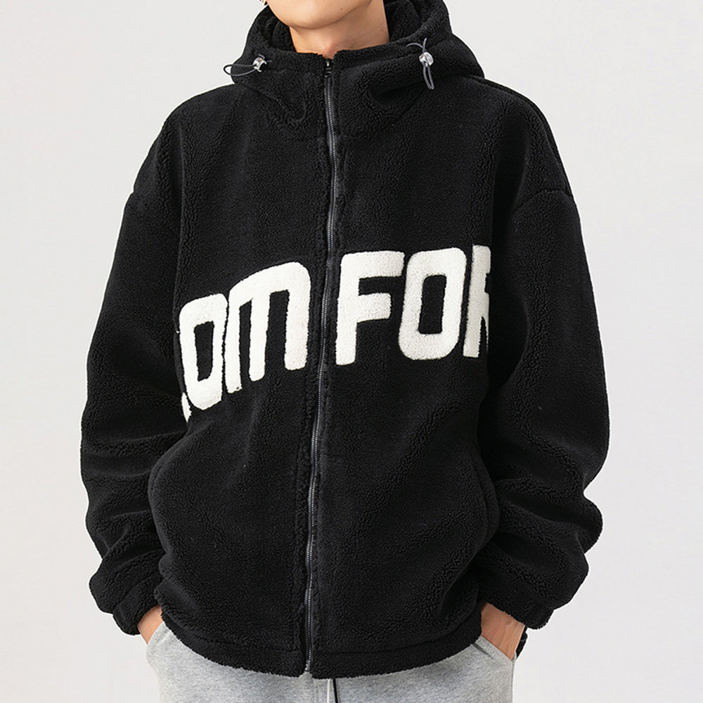 Men's Streetwear Zipper Up Hoode Sherpa Jackets