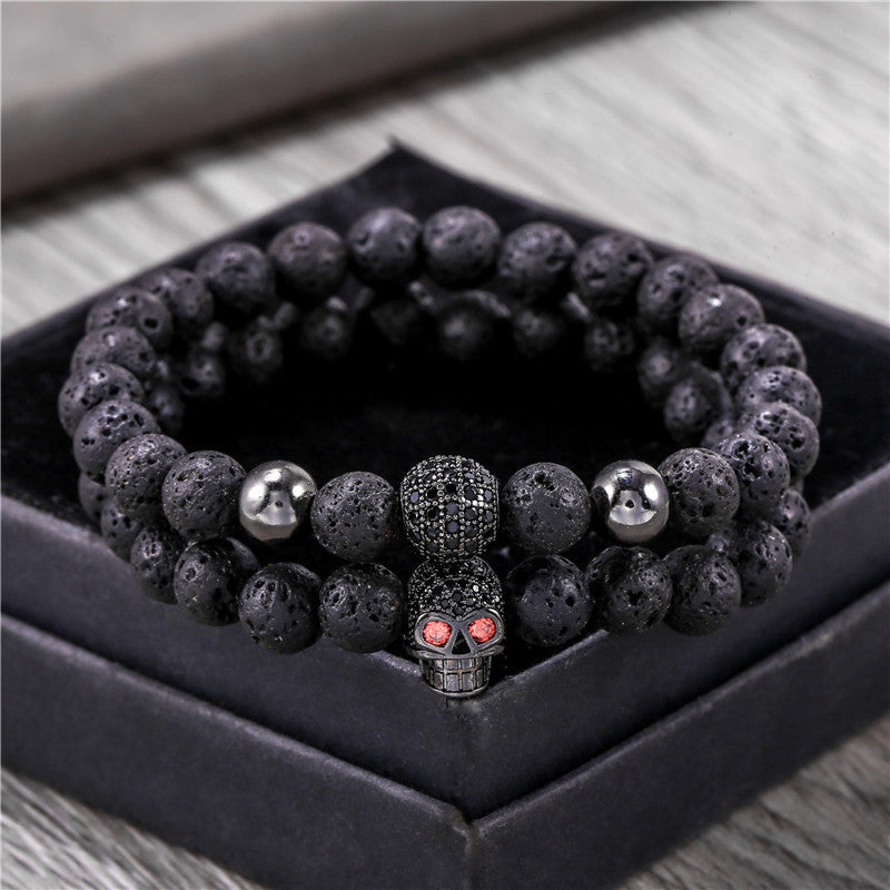 Personalized Skull Bead Bracelet Set