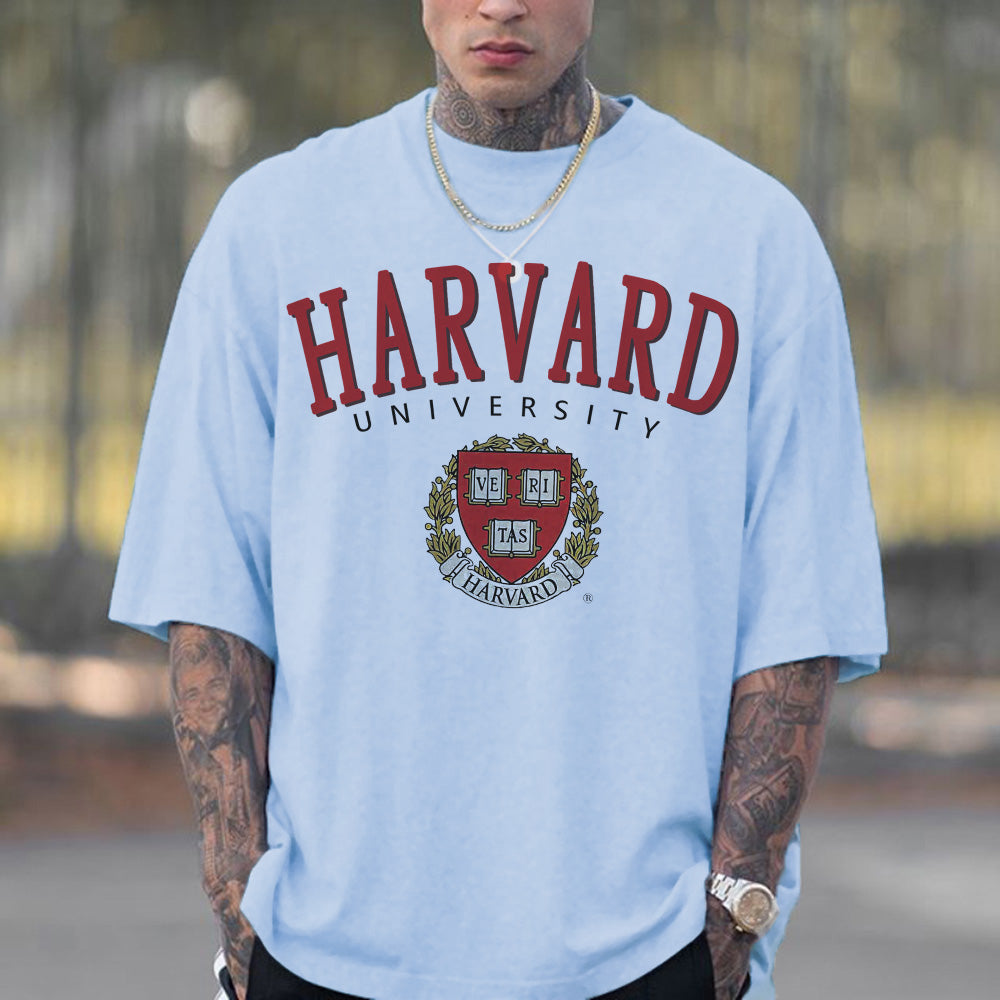 Men White Letter Print Crew Neck Short Sleeves T-Shirt
