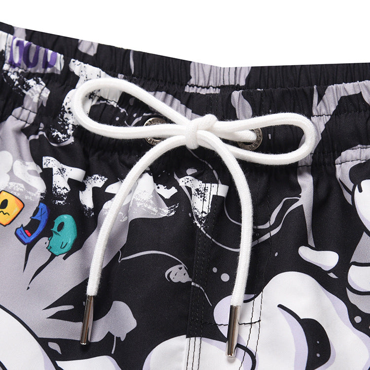 Men's beach pants loose casual cartoon printed shorts