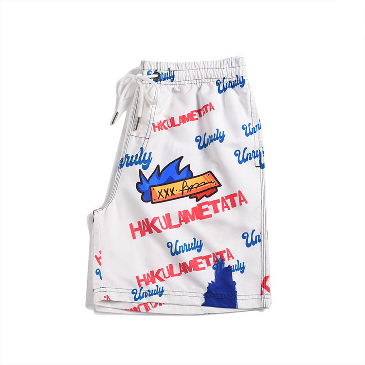 Men's beach pants loose casual cartoon printed shorts