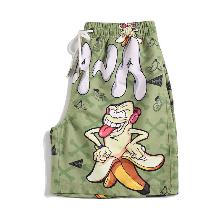 Men's beach pants loose casual cartoon printed shorts