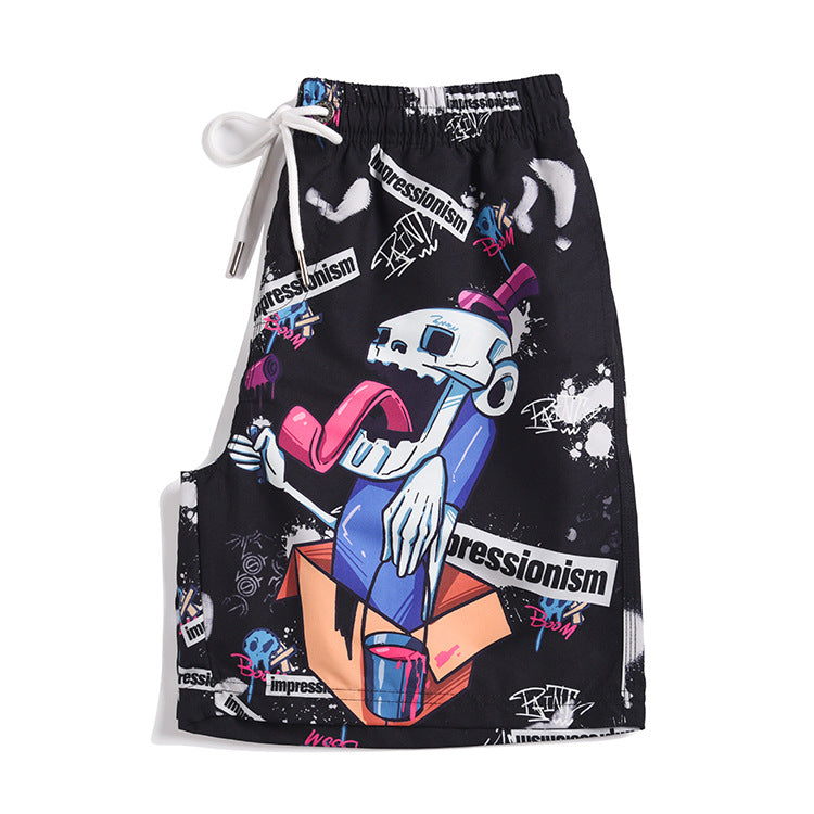 Men's beach pants loose casual cartoon printed shorts