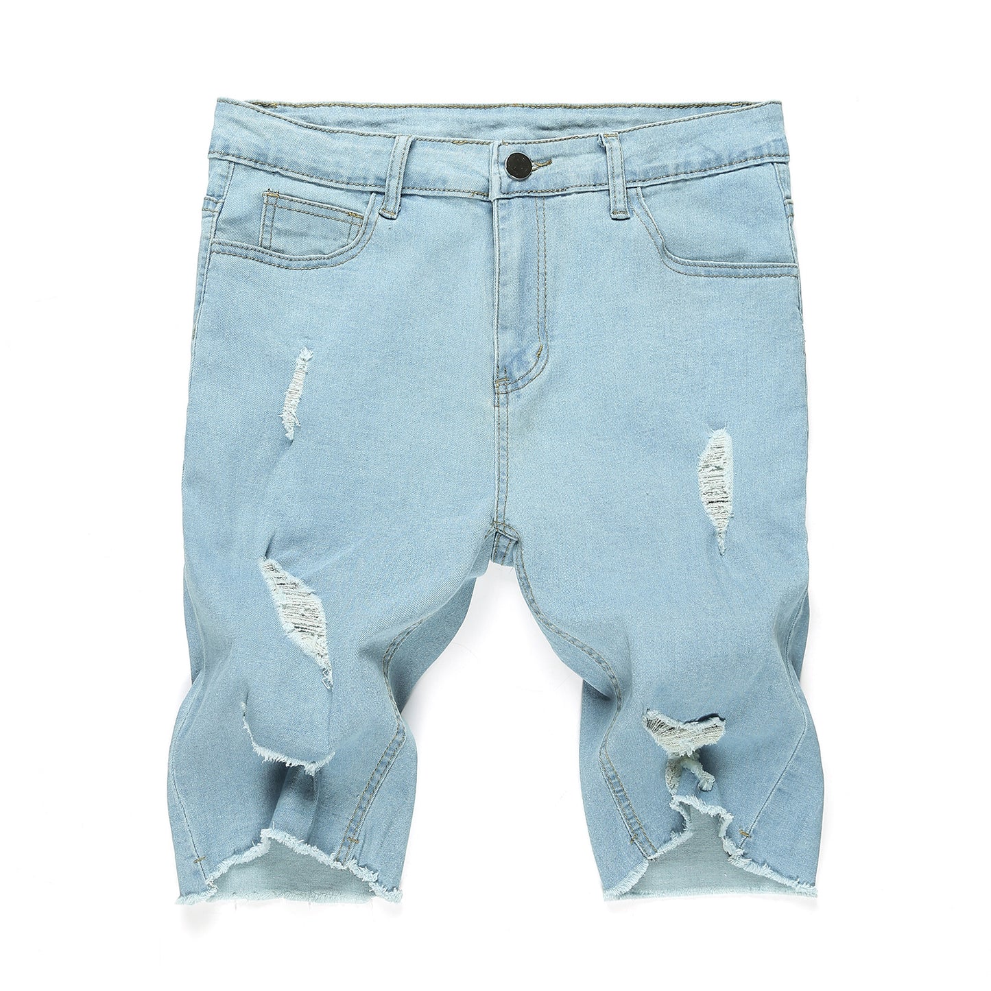 Casual Personality Denim Ripped Shorts Men's Five-point Pants