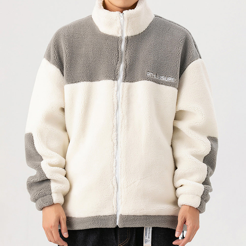 Men's Fashion Stitching Embroidery Sherpa Jackets
