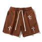 Men's Embroidered Cross Casual Shorts