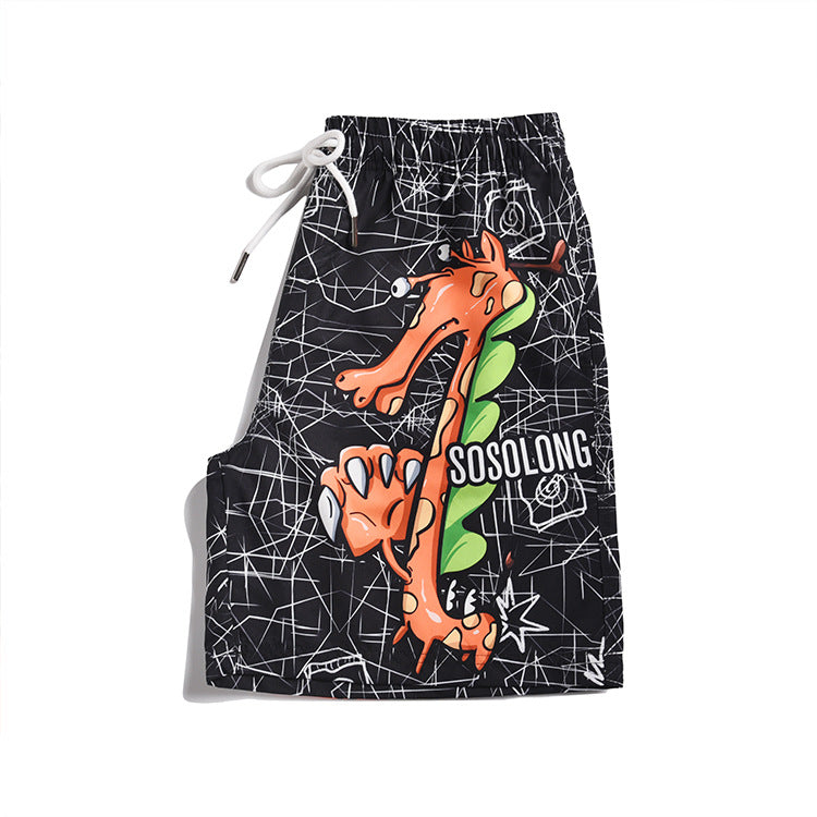 Men's beach pants loose casual cartoon printed shorts