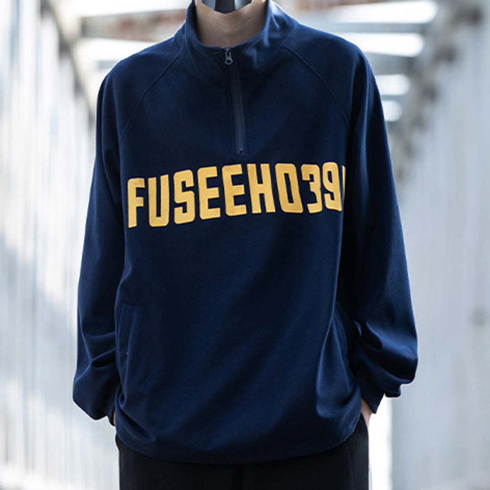 Alphabet Graphics Casual Loose Crew Neck Men's Sweatshirt