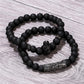 Fashion Men's Black Scrub Lion Head Stretch Bracelet