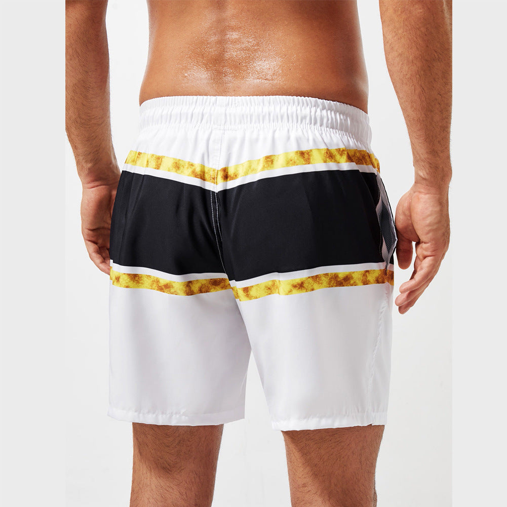 Striped Contrast Print Casual Beach Vacation Men's Shorts